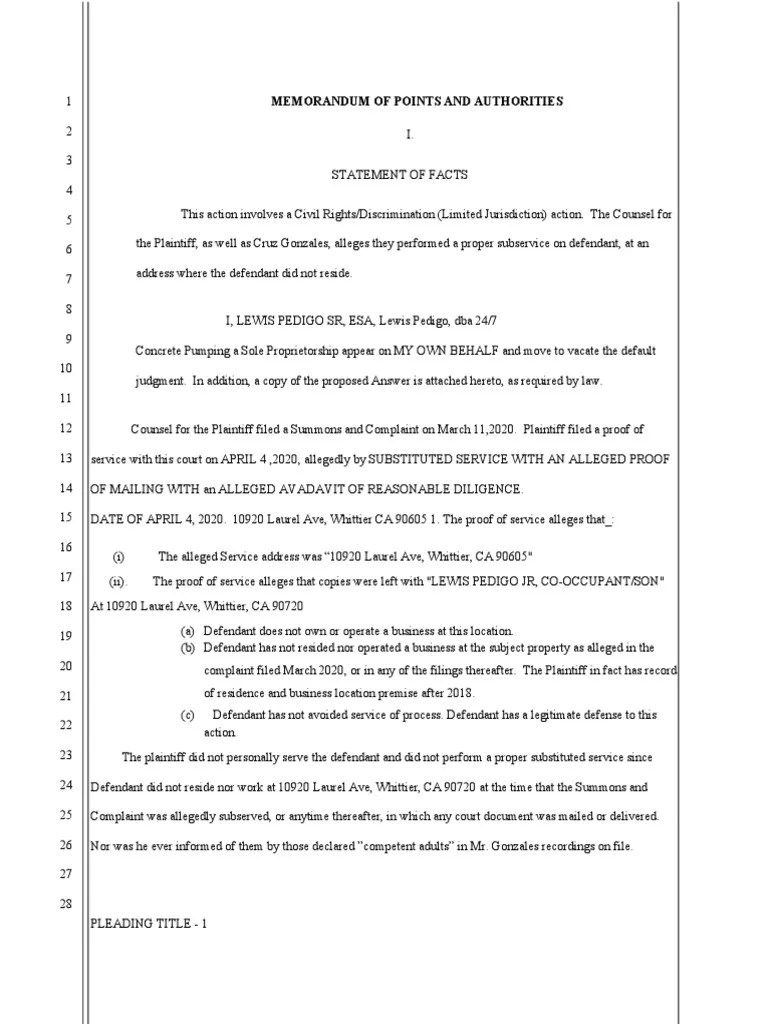 Memorandum of Points and Authorities PDF