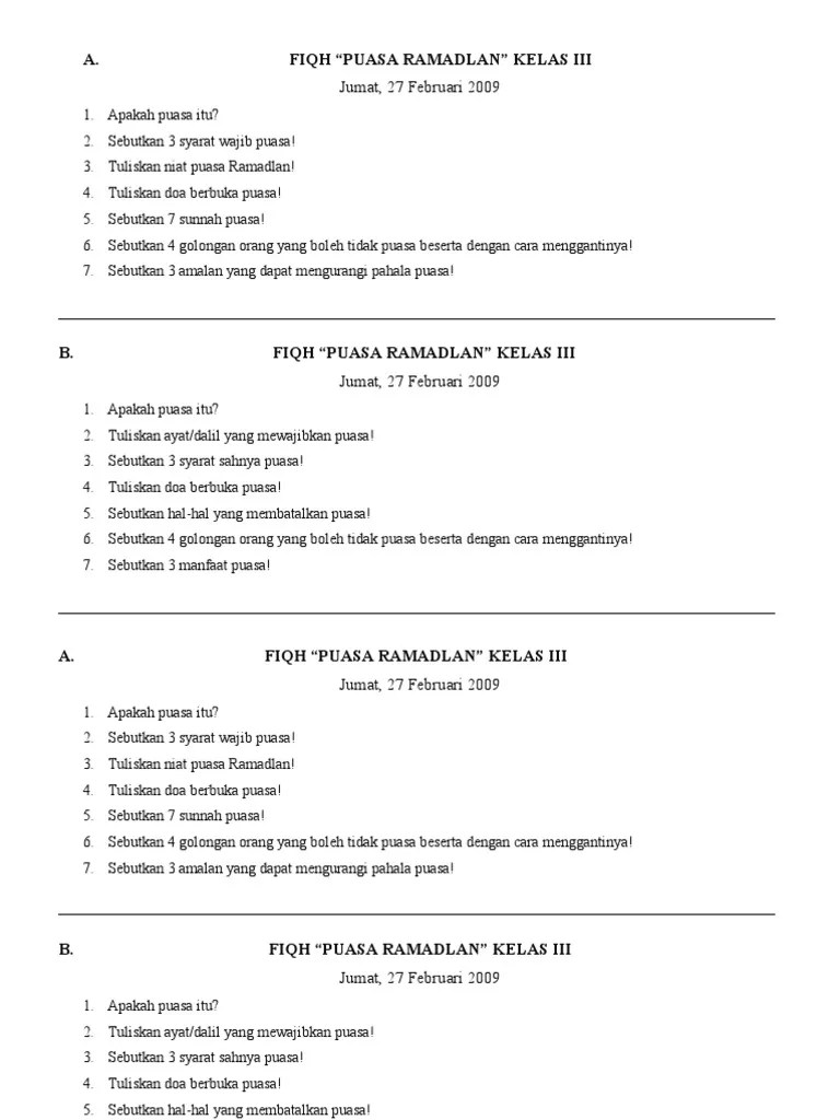 Soal FIQH Kls.3 | PDF
