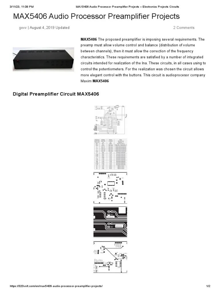 MAX5406 Audio Processor Preamplifier Projects Electronics Projects