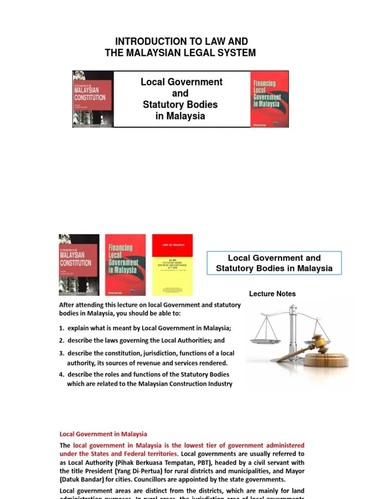 Local Government and Statutory Bodies in Malaysia PDF Malaysia