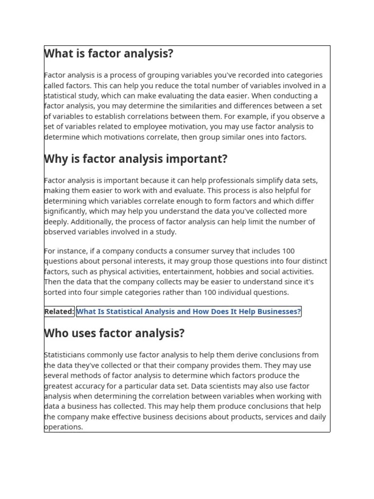 What Is Factor Analysis PDF