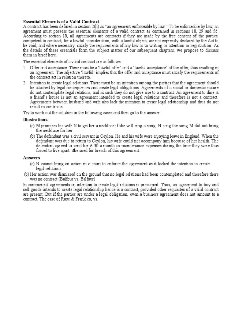 The Five Essential Elements of a Valid Contract Offer, Acceptance