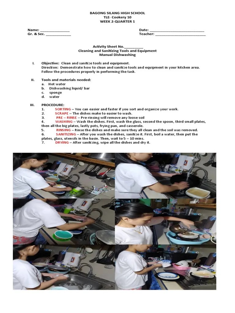 Manual Dishwashing | PDF | Domestic Life | Domestic Implements