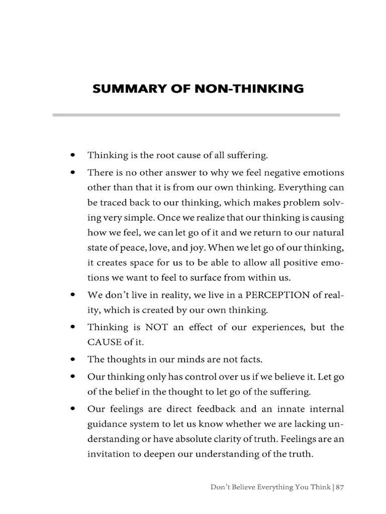 Don't Believe Everything You Think Summary PDF