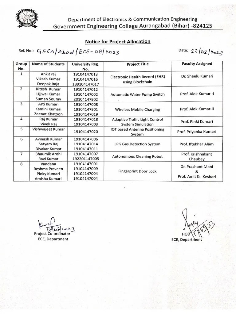 Notice For Project Allocation PDF