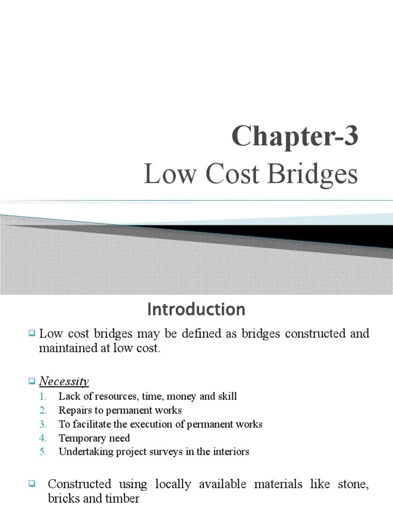 Chapter3 Low Cost Bridges1 PDF Road Bridge