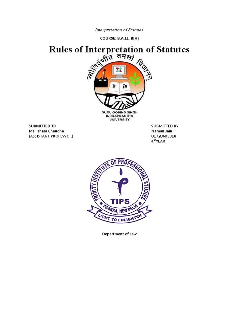 Interpretation of Statutes PDF Statutory Interpretation Plain