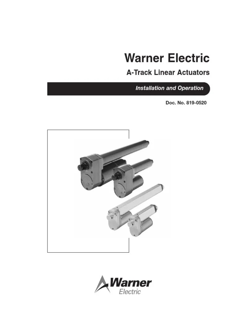 Warner Electric ATrack Linear Actuators PDF Electric Motor Actuator