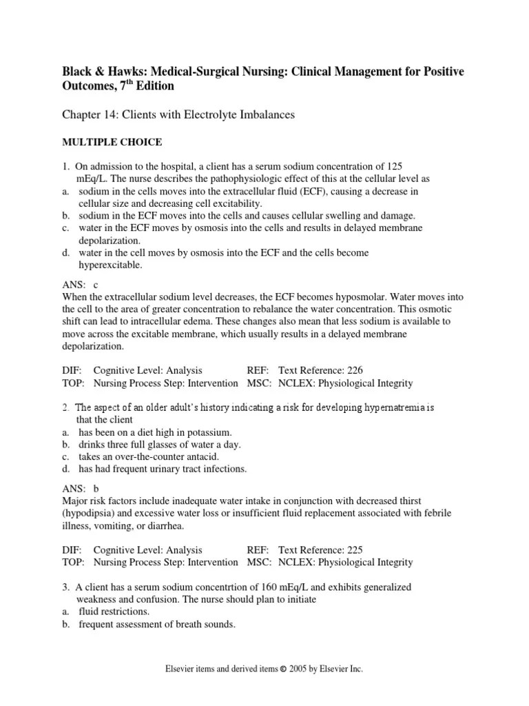 Chapter 14 Electrolyte Imbalances1 PDF Clinical Medicine Medical