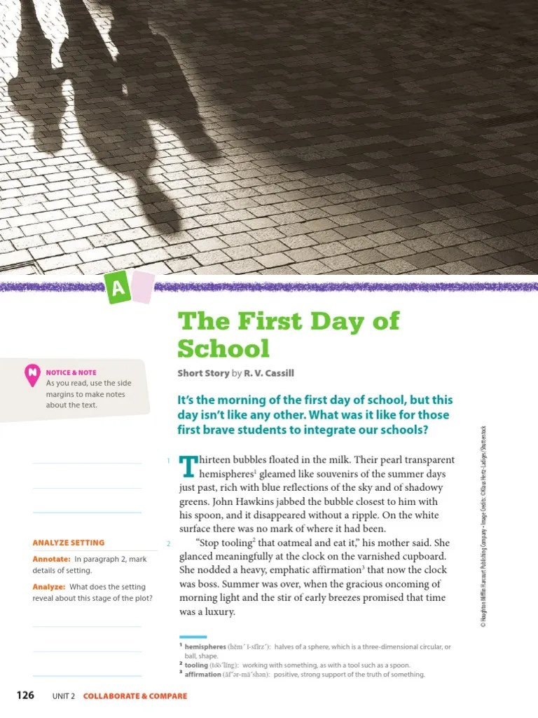 The First Day of School PDF