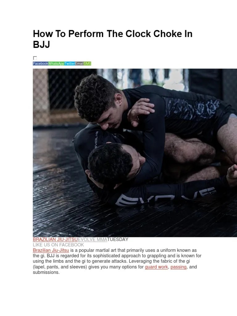 How To Perform The Clock Choke in BJJ PDF Brazilian Jiu Jitsu