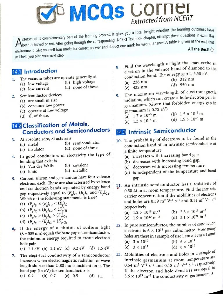 MCQ Semiconductor PDF PDF