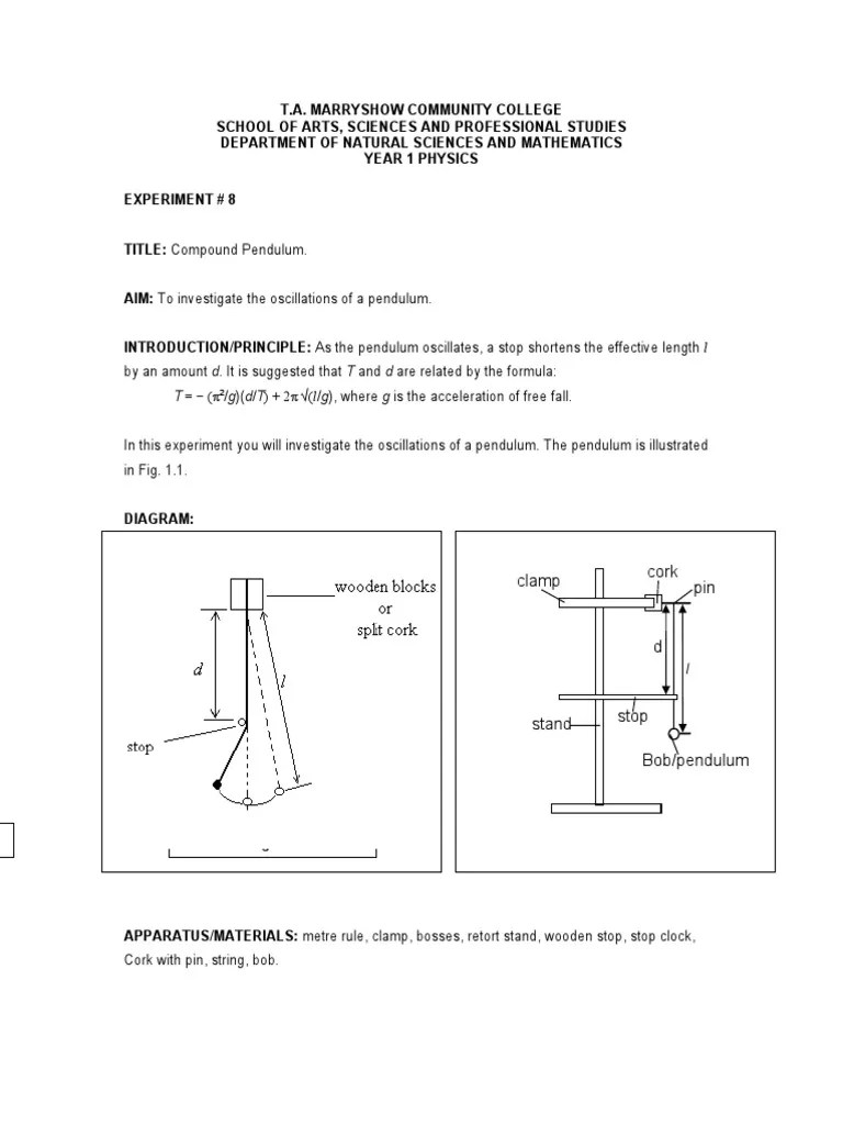 08 Compound Pendulum PDF Pendulum Oscillation