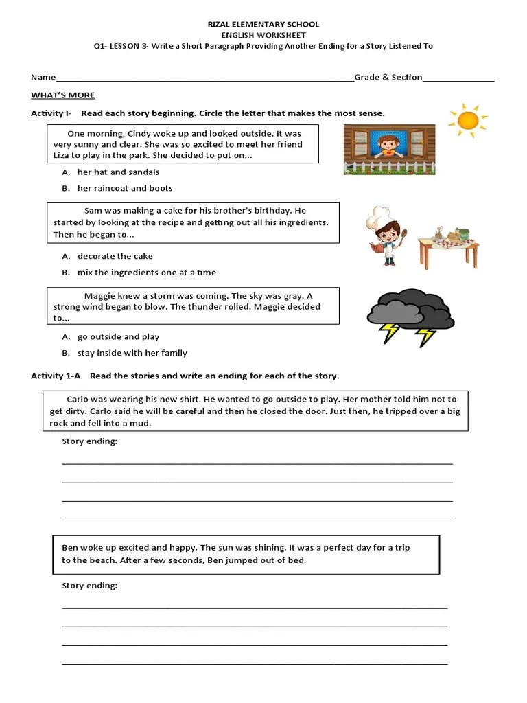3Write A Short Paragraph Providing Another Ending For A Story Listened To PDF