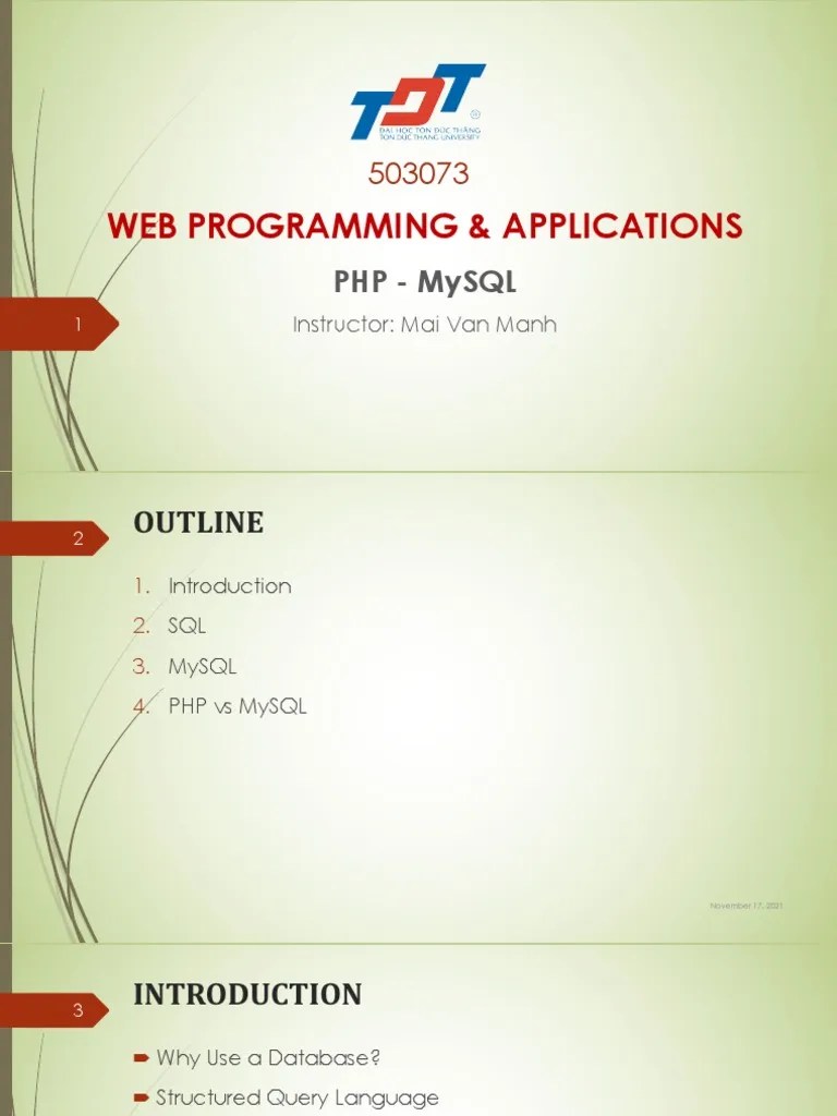 Slide PHP MySQL PDF Databases Sql