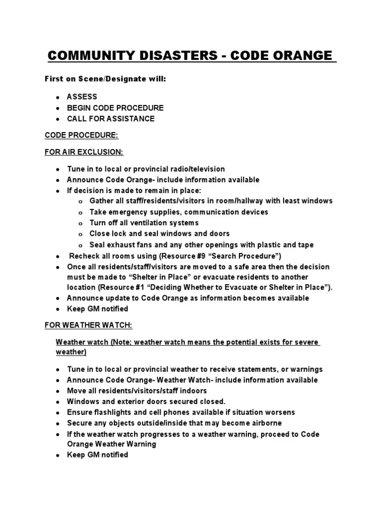 Code Orange PDF Natural Disasters Storms