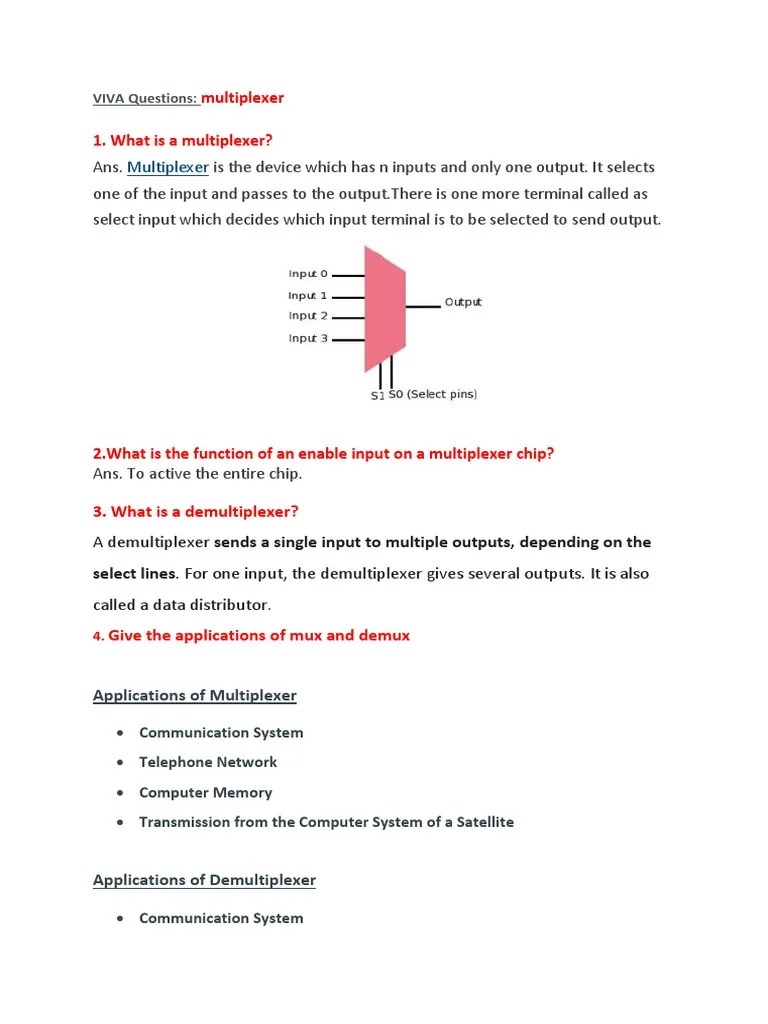 Viva Question Mux EXP 6 PDF Electronic Design Computer Engineering
