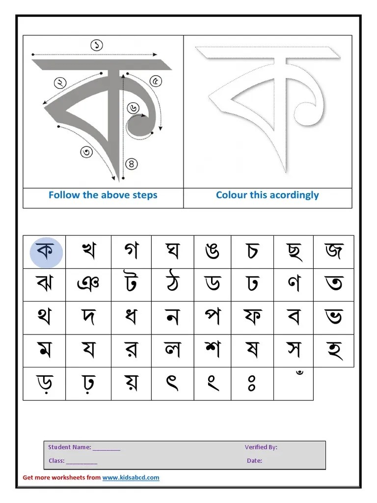 Bengali Banjonborno Alphabet Tracing Worksheet Td2pa9 PDF PDF