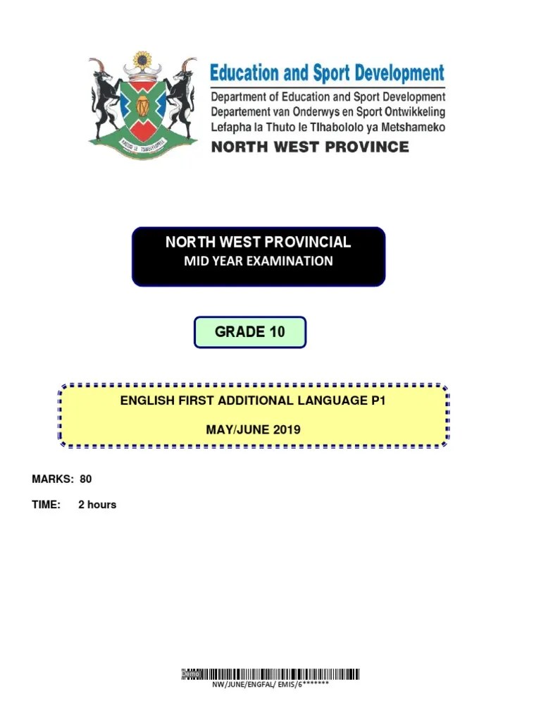 English GR 10 FAL Paper 1 PDF PDF