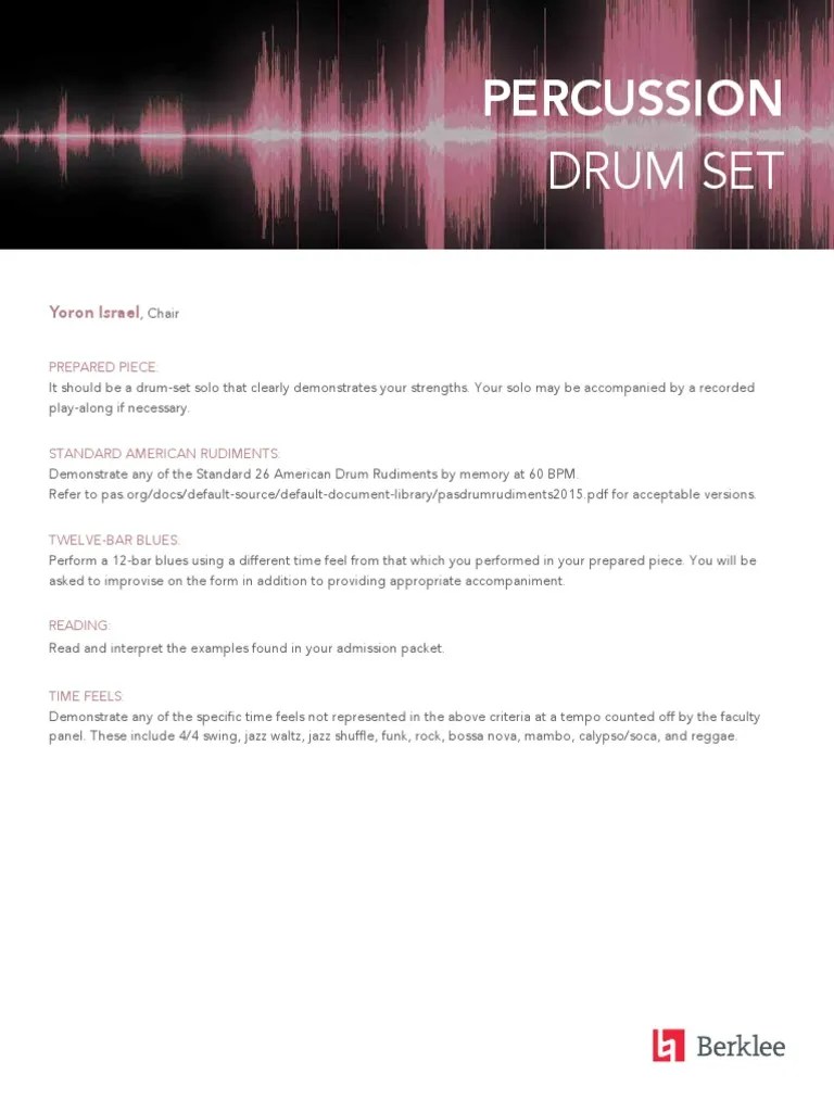 Percussion Drum Set Audition Packet PDF