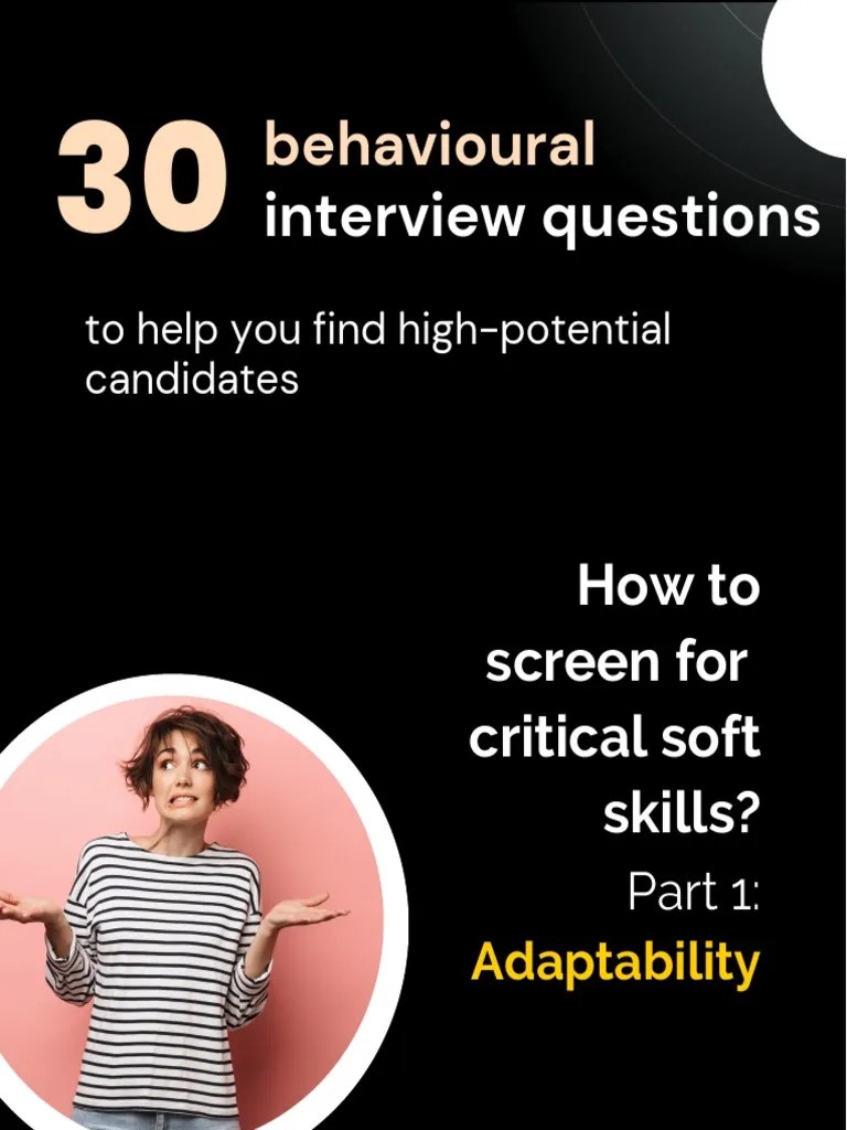 30 Behavioural Interview Questions Part 1 Adaptability PDF