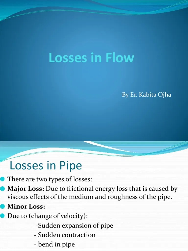 An InDepth Analysis of Major and Minor Losses in Pipes Flows PDF