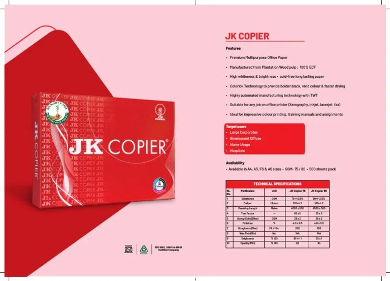 JK Copier Specifications PDF Paper Publishing