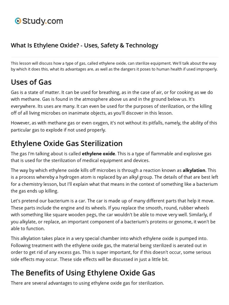 Lesson 12 What Is Ethylene Oxide Uses, Safety & Technology PDF PDF