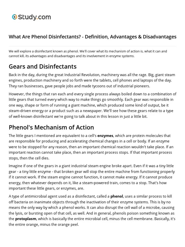 Lesson 09 What Are Phenol Disinfectants Definition, Advantages