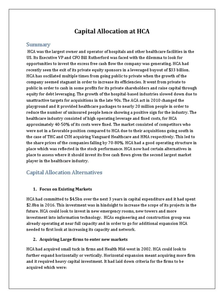 Capital Allocation Strategies for HCA PDF Dividend Stocks