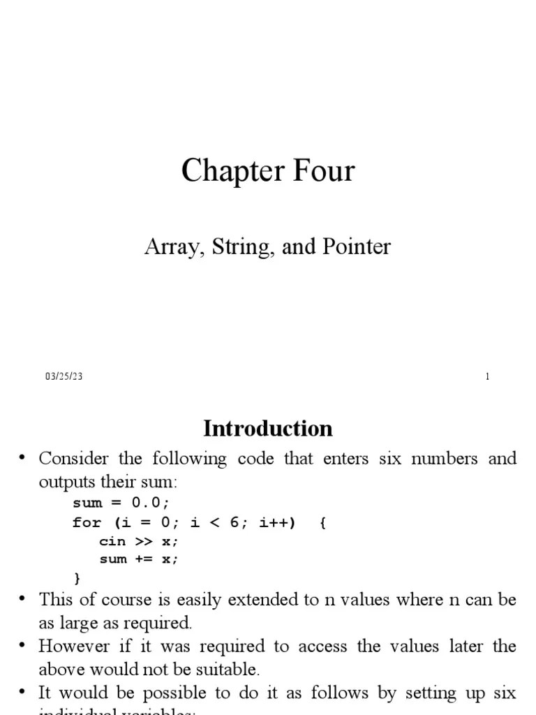 An Introduction to Arrays, Strings, and Pointers in C++ PDF Pointer