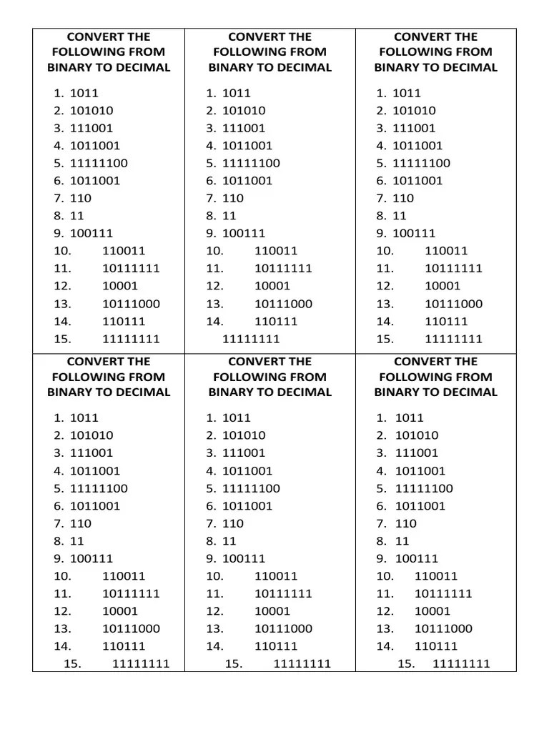 BINARY TO DECIMAL QUIZ.docx PDF
