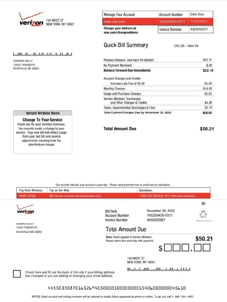 My Verizon Wireless Bill Sandra Pdf