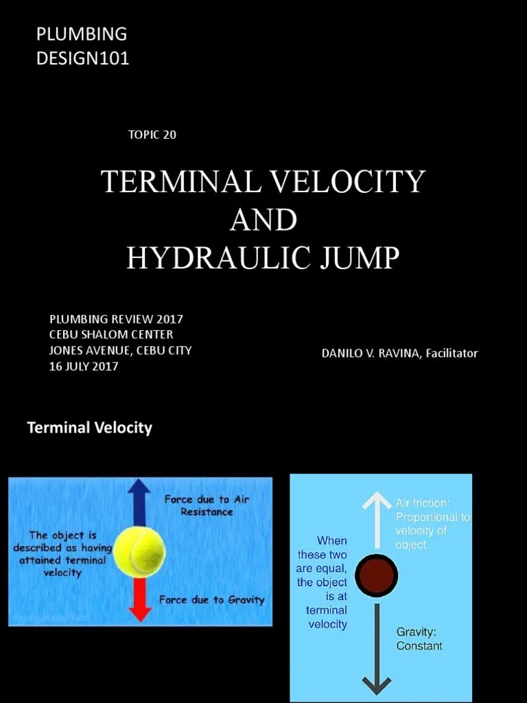 Topic 20 Terminal Velocity and Hydraulic Jump PDF Water