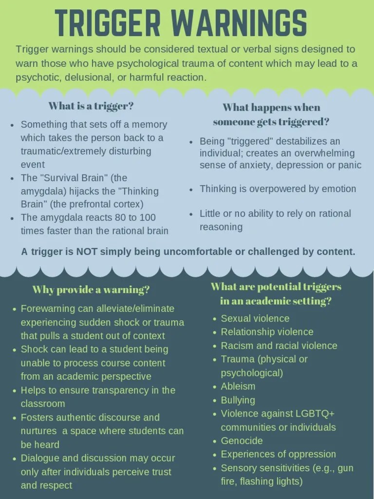Trigger Warnings PDF Psychological Trauma Neuroscience