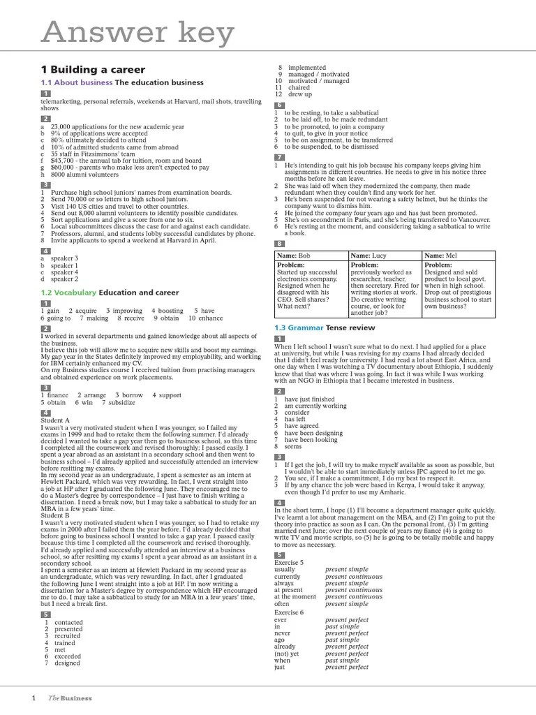 The Business Upper-Intermediate Answer Key | PDF | Computer Network