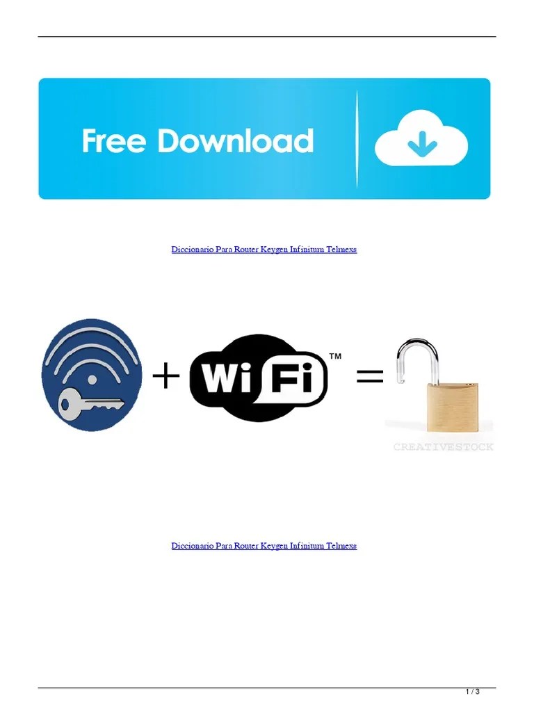 Diccionario para Router Keygen Infinitum Telmexs PDF Wifi Seguridad