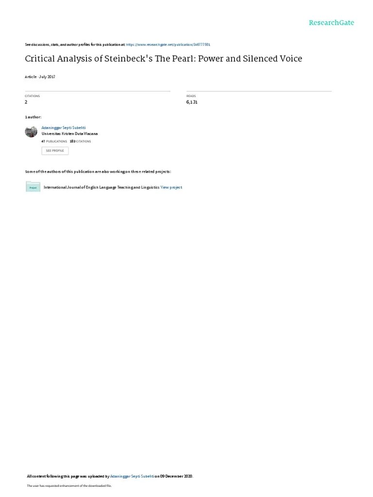 Critical Analysison Steinbecks The Pearl Powerand Silenced Voice PDF(01)