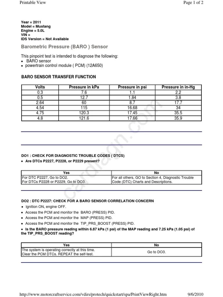 Barometric Pressure (BARO) Sensor PDF Electrical Engineering