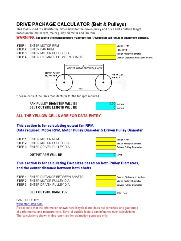 Belt Pulley Calculator PDF