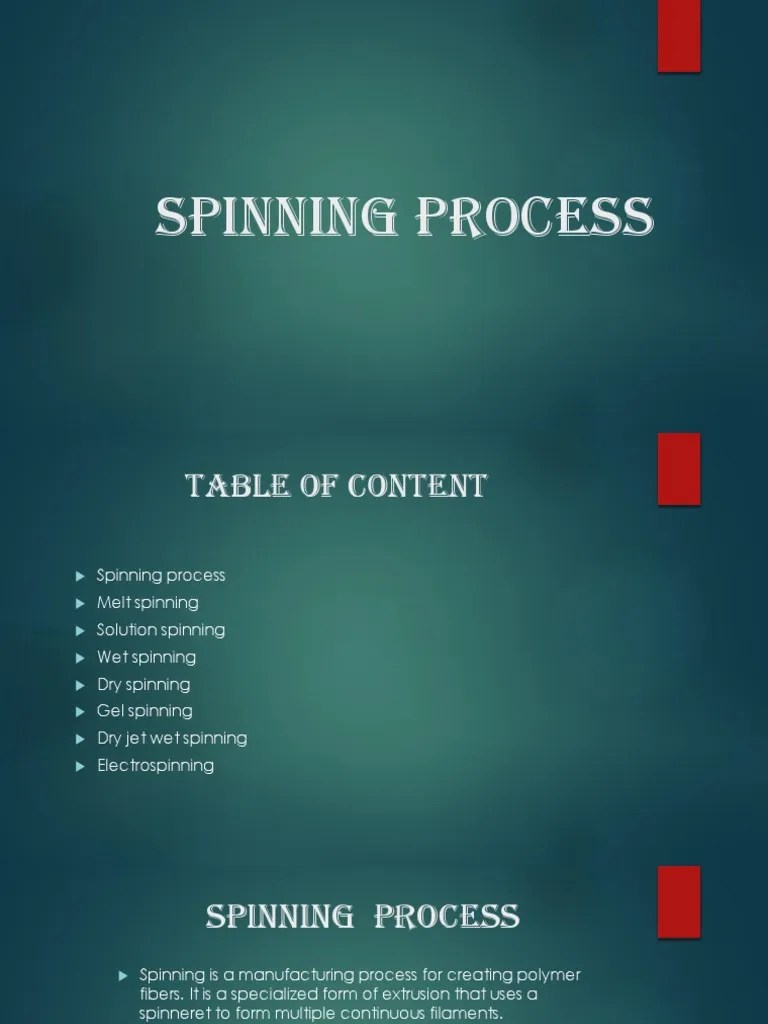 Spinning Process PDF Spinning (Textiles) Chemical Substances