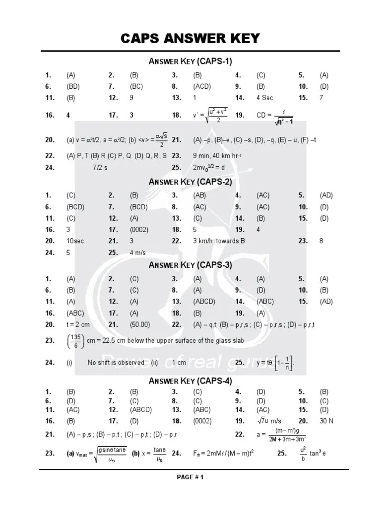 Comprehensive Answer Keys for Physics Exam | PDF