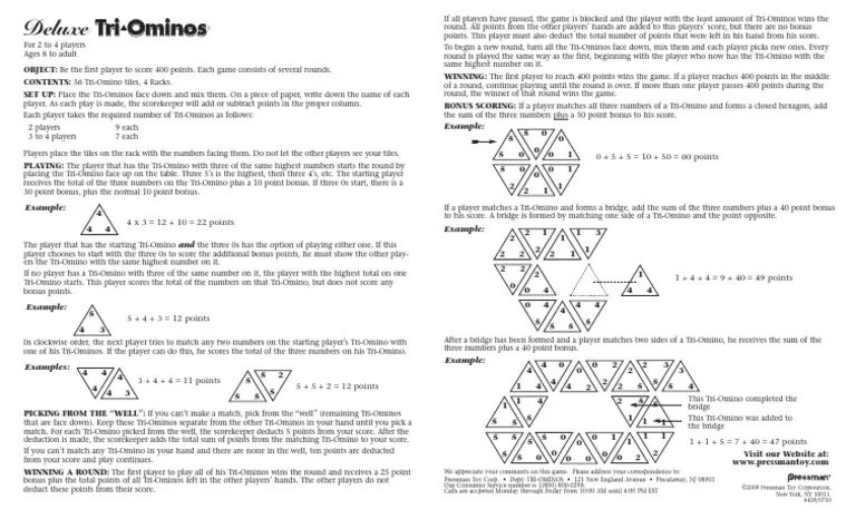 Tri Ominos | PDF | Games Of Mental Skill | Tabletop Games