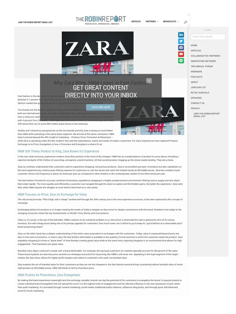 Get Great Content Directly Into Your Inbox Why Zara Wins, H&M Loses in