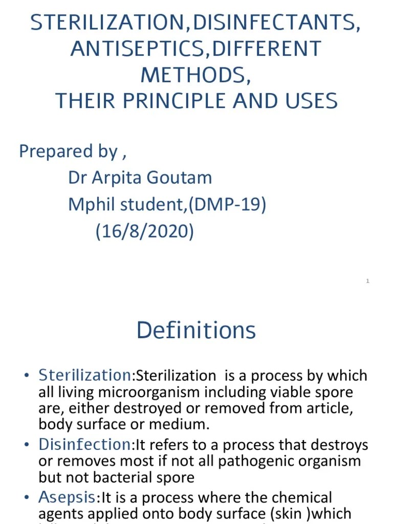 Sterilization, Disinfectants, Antiseptics, Different Methods, Their