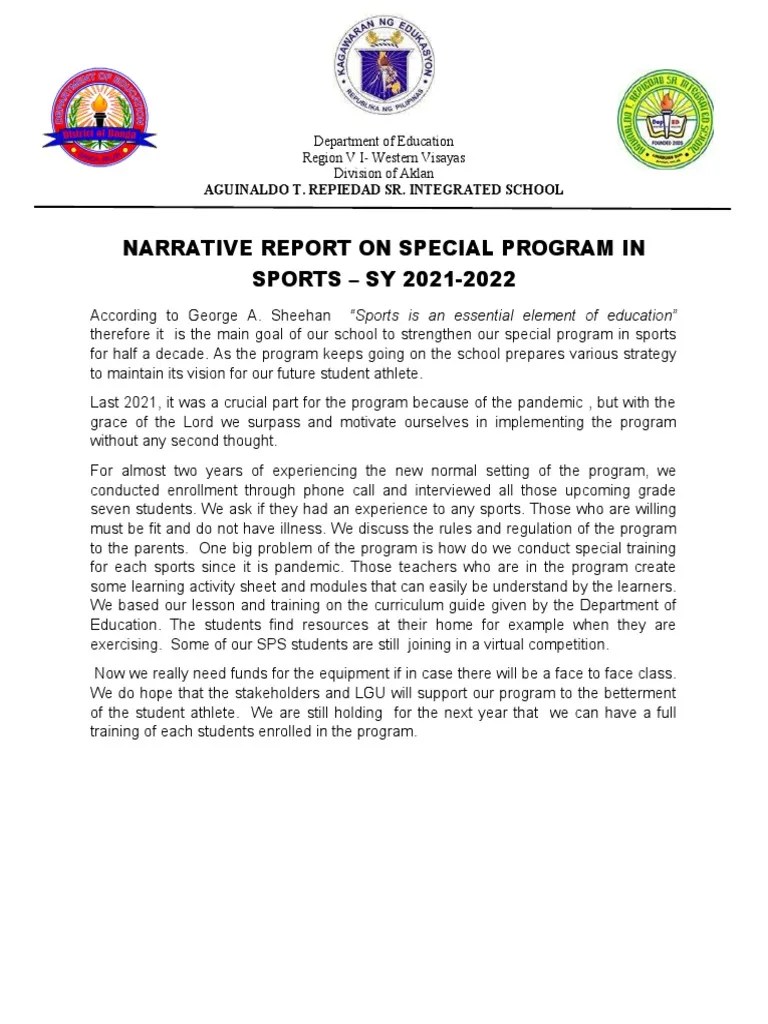 Narrative Report On Special Program in Sports PDF