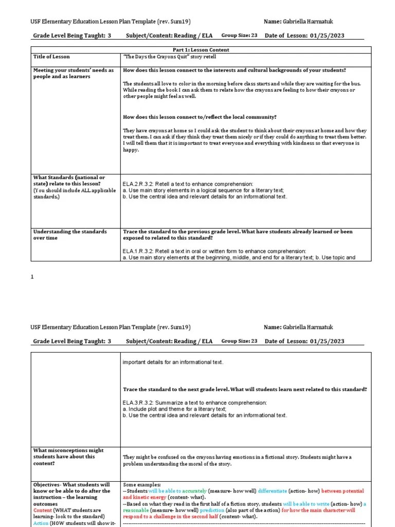 CT 1 Lesson Plan PDF Lesson Plan Reading Comprehension