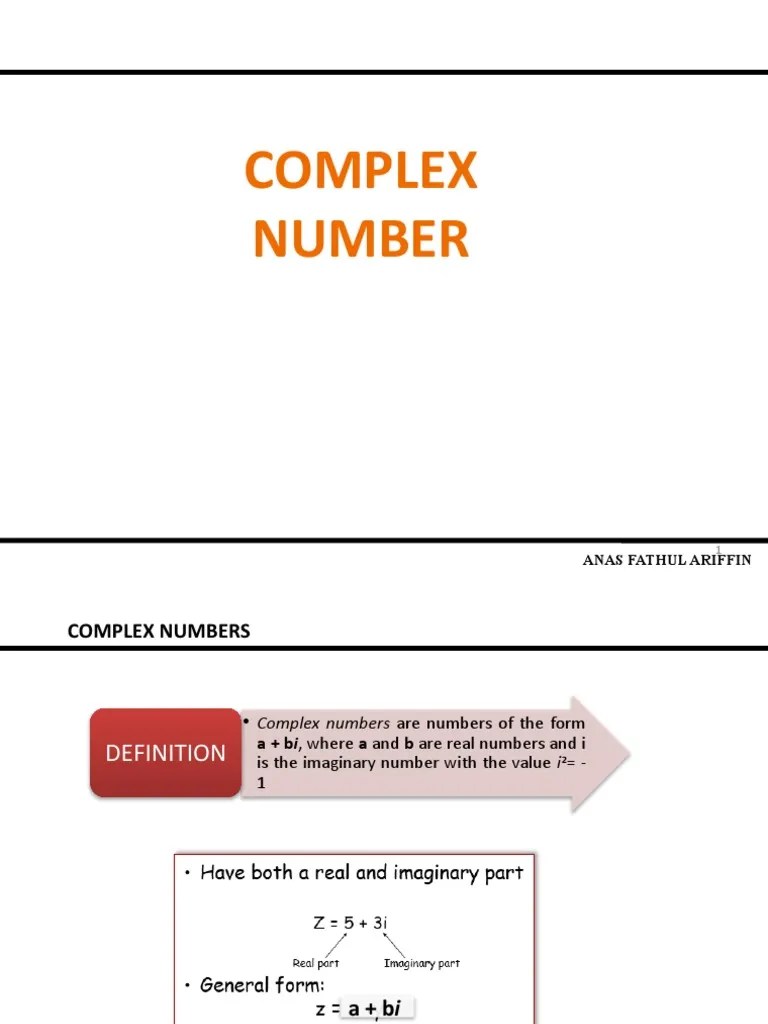 Introduction to Complex Numbers PDF Complex Number Numbers