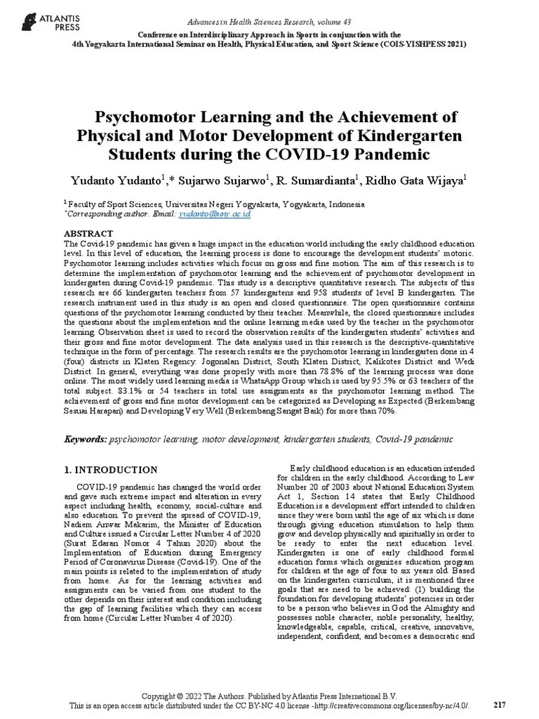 Psychomotor Learning and The Achievement of Physical and Motor