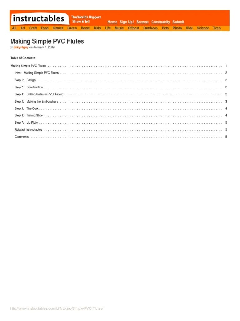 Making Simple PVC Flutes PDF Pipe (Fluid Conveyance) Flute